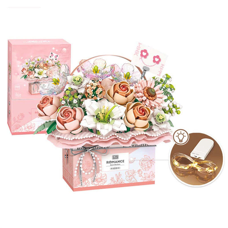 LOZ 1951 Handgehaltener Blumenkorb - Rosa